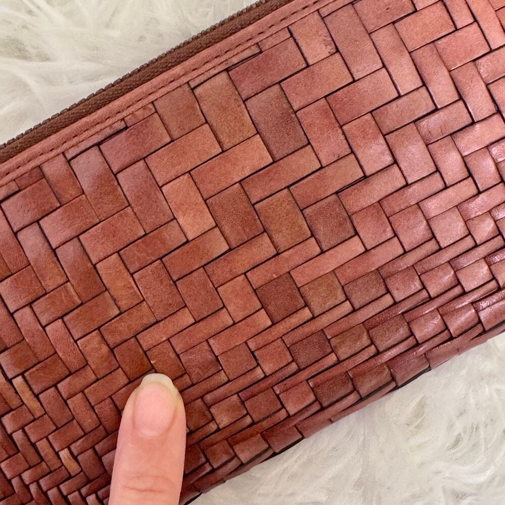 Cole Haan Genevieve Weave Wallet Organizer Card Holder Travel Woven Copper Brown - Picture 9 of 14